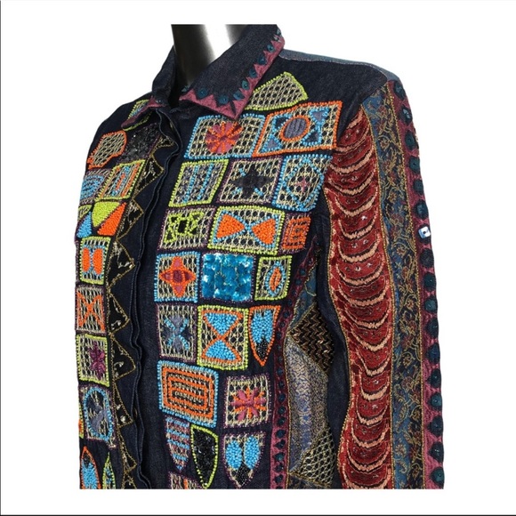 Sandy Starkman Vintage Embroidered Jean Jacket - Picture 4 of 7